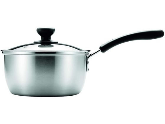 パール金属 モノクロ ステンレス製 ガラス蓋付 片手鍋 18cm HB-5432