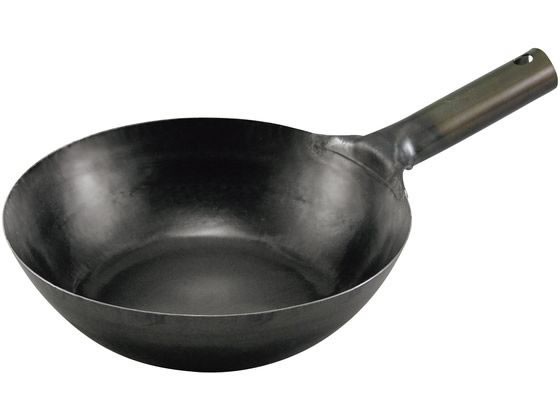 山田 鉄中華片手鍋 36cm 底平型 IH 板厚2.3mmサビ止有