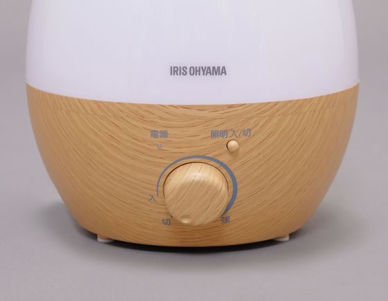 アイリスオーヤマ 超音波式加湿器 しずく型 木目調 ナチュラル UHM