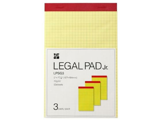 伊東屋タイムバリュー リーガルパッド Jr 方眼 3冊イエロー LPSG3 伊東屋タイムバリュー リーガルパッド Jr 方眼 3冊イエロー LPSG3