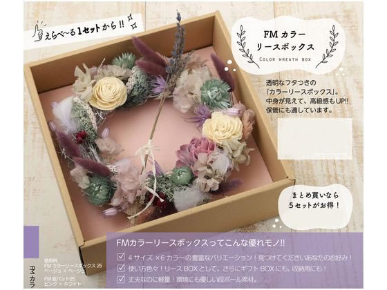 東花 FM カラーリースボックス30 5セット入り ホワイト×ホワイト 87261