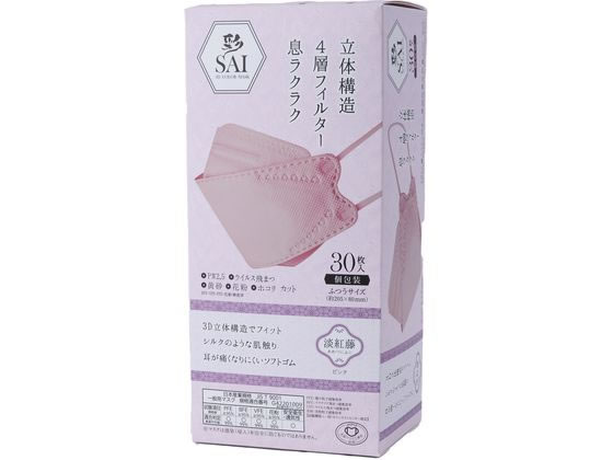 ●カラー：ピンク●本体サイズ：２０５ｍｍ×８０ｍｍ※耳ひもは含まれません●内容量：３０枚●材質：表地・フィルター・裏地／ポリプロピレン、耳ひも部／ポリエステル・ポリウレタン●個包装●生産国：中国【使用