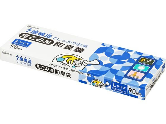 アイリスオーヤマ 生ごみ用防臭袋 Lサイズ ホワイト 90枚 GBB-L90