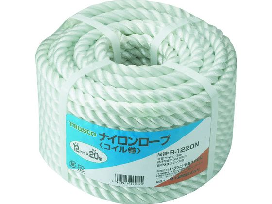 TRUSCO ナイロンロープ 3つ打 線径12mm×長さ20m R-1220N TRUSCO ナイロンロープ 3つ打 線径12mm×長さ20m R-1220N