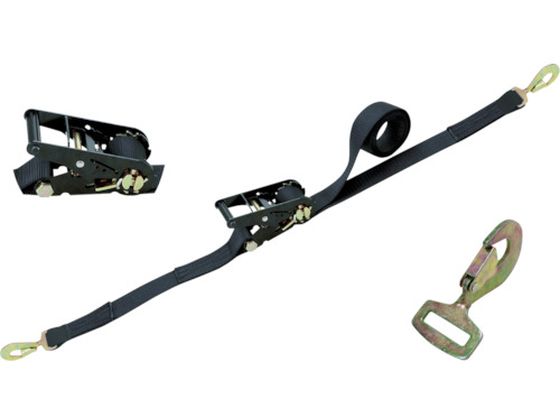 シライ ラチェットバックル 黒 スナップフックツイスト付 RK35B5SHT200