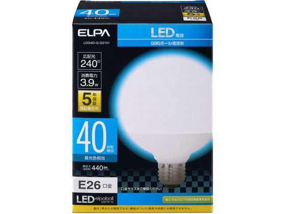 朝日電器 G95ボール形 40W相当 E26昼光色 LDG4D-G-G2101