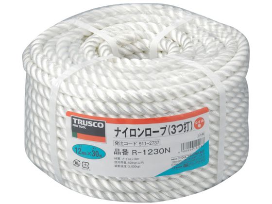 TRUSCO ナイロンロープ 3つ打 線径12mm×長さ30m R-1230N TRUSCO ナイロンロープ 3つ打 線径12mm×長さ30m R-1230N