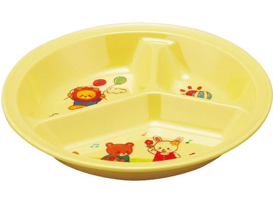 メラミン子供食器 みんなともだち。 3ッ切ランチ皿 YMA-1 イエロー