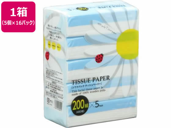 アスト ソフトパックティッシュ てんとう虫 200組 5個×16パック