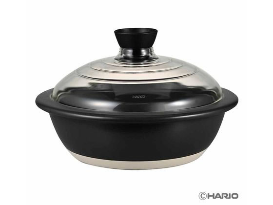HARIO フタがガラスの土鍋 9号 GDN-255-B-W