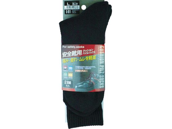 ●型番：S-811-BK-L●入数：2足●色：ブラック ●サイズ（cm）：25〜27 ●パック入数（足）：2 ●抗菌防臭加工 ●サイズ：25〜27CM●クッションパイル。内パイル編みを足底とつま先部分