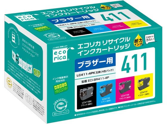 エコリカ ブラザー用 リサイクルインク 4色パック ECI-BR411-4P エコリカ ブラザー用 リサイクルインク 4色パック ECI-BR411-4P