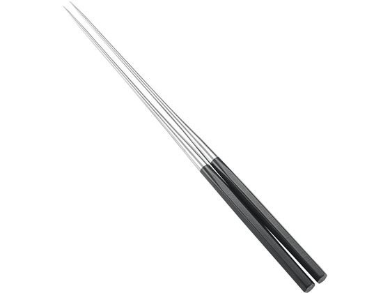金口製作所 本焼ステンレス黒合板六角柄盛箸 180mm 3309600