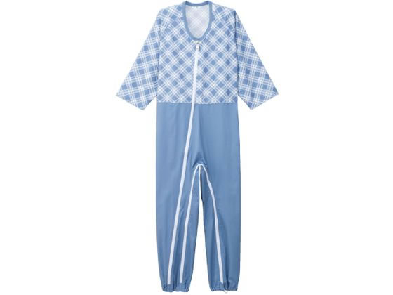 ケアファッション 介護用フルオープンつなぎパジャマ ブルー M