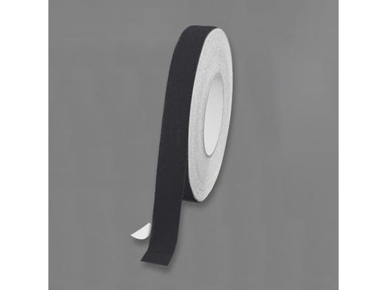 ●幅：１００ｍｍ●長さ：１８ｍ●厚み：０．７５ｍｍ●粒度：＃６０●材質：基材：ＰＶＣ 粘着剤：アクリル系●引張強度：４０Ｎ／２５ｍｍ●色：黒●粘着式●剥離紙付●屋内外兼用●タイル、コンクリート、ガラス