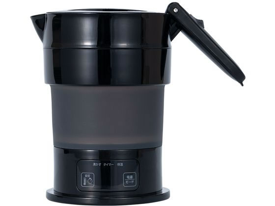 ナカバヤシ コンパクトに折りたためる電気ケトル 黒 MBE-TK04/BK ナカバヤシ コンパクトに折りたためる電気ケトル 黒 MBE-TK04/BK