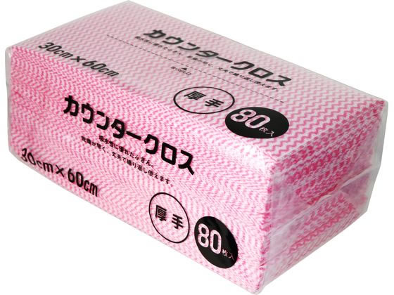 大和物産 カウンタークロス 60×30cm 厚手80枚入 ピンク
