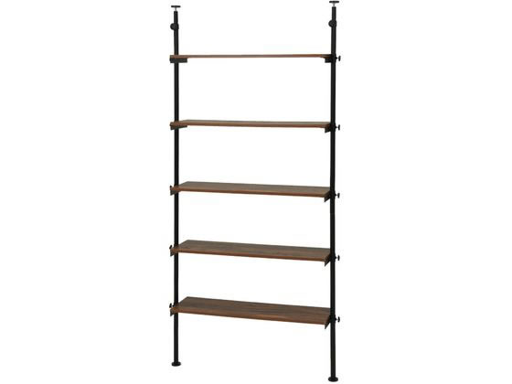 萩原 突っ張りラック ブラウン／ブラック 幅90cm 5段 KTR-3156BRが