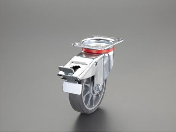 エスコ キャスター 自在金具 カバー・後輪ブレーキ付 125mm