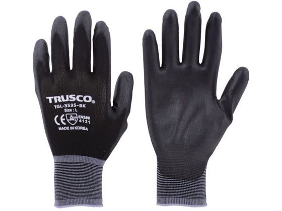 TRUSCO カラーナイロン手袋PU手のひらコート ブラック M