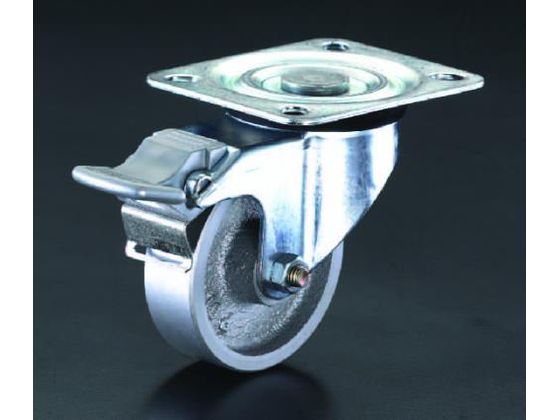 エスコ キャスター 自在金具 後ブレーキ・スティール車輪 125mm