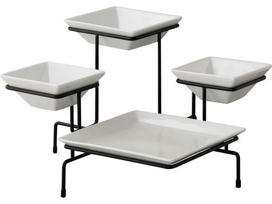 MF正角4個陶器付スタンド PA40361
