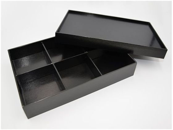 パックスタイル 重箱 黒漆貼箱 260-180 六ツ仕切 40個