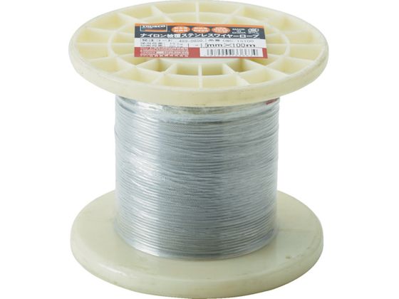 TRUSCO ステンレスワイヤロープ ナイロン被覆 1.0(1.5)mm×10