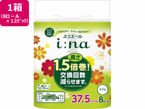 大王製紙 エリエール イーナ トイレットティシュ- 37.5mダブル8ロール×12P 大王製紙 エリエール イーナ トイレットティシュ- 37.5mダブル8ロール×12P