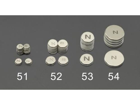 エスコ マグネットディスク 粘着付 N・S 各6個 φ6.4×1.5mm