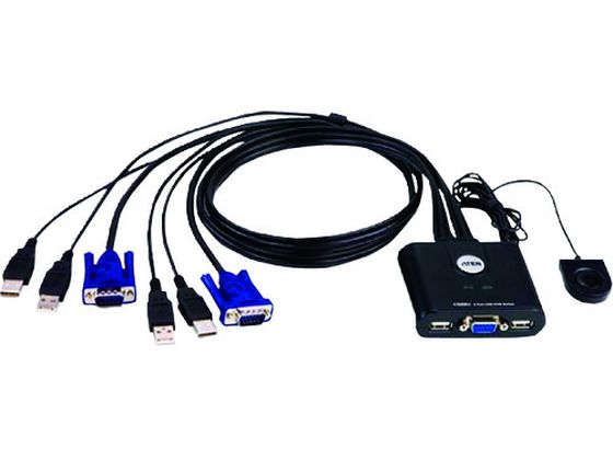 ATEN KVMスイッチ 2ポート/USB/ ケーブル一体型 CS22U ATEN KVMスイッチ 2ポート/USB/ ケーブル一体型 CS22U