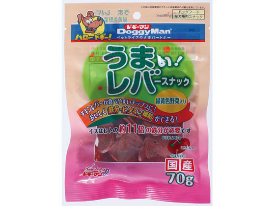 ドギーマンハヤシ うまい!レバースナック 緑黄色野菜入り 70g ドギーマンハヤシ うまい!レバースナック 緑黄色野菜入り 70g