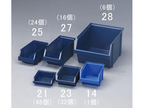 エスコ パーツトレー 重ね置型 青 48個 125×133×50mm