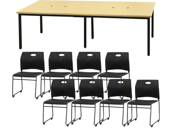 Netforce フリーアドレスデスクRAPスタッキングチェアセット 8人用 NA/BK Netforce フリーアドレスデスクRAPスタッキングチェアセット 8人用 NA/BK