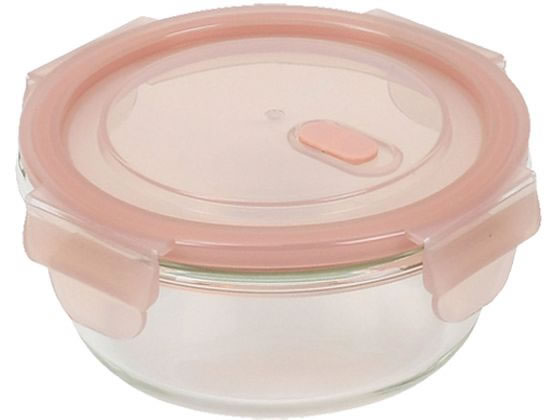パール金属 耐熱ガラスバルブ付保存容器丸型 370ml HB-5955