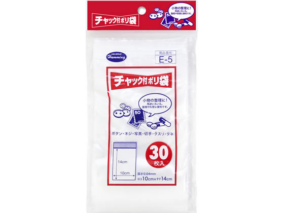 ニッコー チャック付きポリ袋 0.04×100×140mm 30枚 E-5