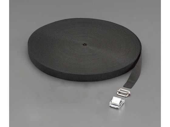 エスコ 平織バンド・バックルセット 黒 20×1.2mm 50m