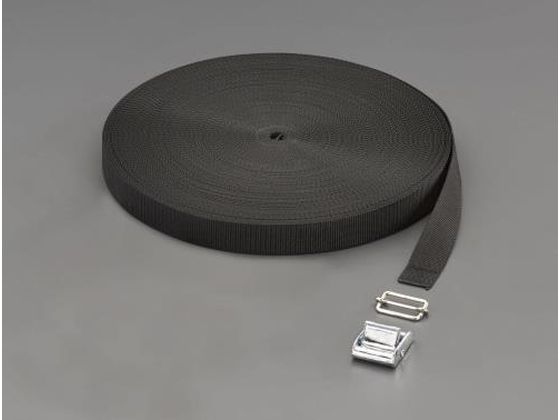 エスコ 平織バンド・バックルセット 黒 25×1.2mm 50m