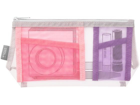 ミドリ ペン&ツールポーチ メッシュ マチ付 ピンク 53351006 ミドリ ペン&ツールポーチ メッシュ マチ付 ピンク 53351006
