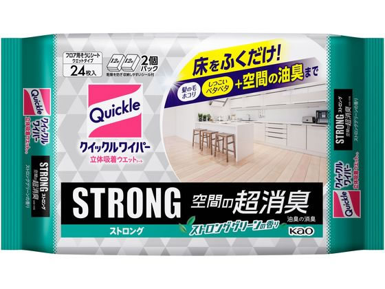 KAO クイックルワイパー 立体吸着ウエットシート ストロング超消臭 24枚入