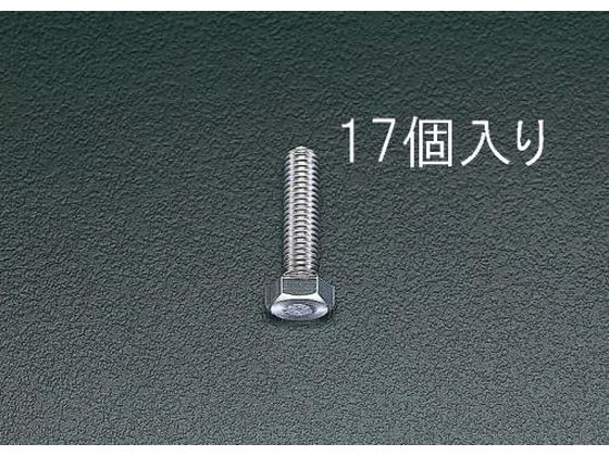 エスコ 六角頭全ねじボルト M6×25mm 17本 EA949HC-64