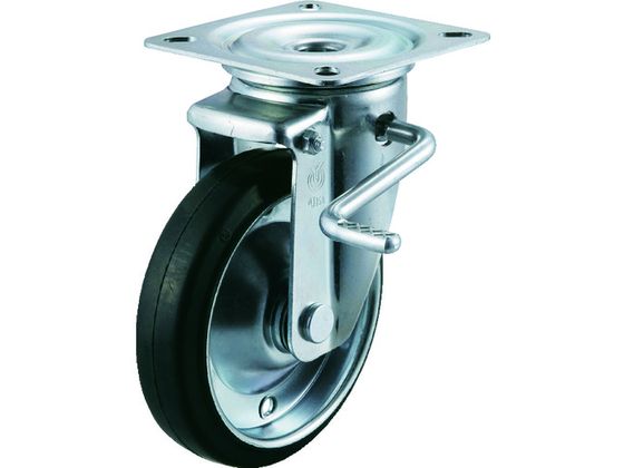 ユーエイ PMシリーズ(始動性・重視タイプ)自在ストッパー付150径ゴム車 PMS-150WBLBR-E46
