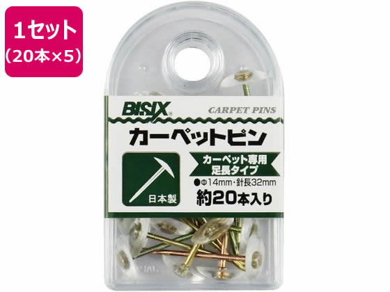 ミツヤ カーペットピン 透明 20本×5 BX1-CU20-TM