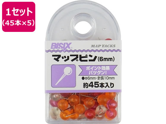 ミツヤ マップピン 6mm フルーツ 45本×5 BX1-MP6F