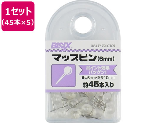 ミツヤ マップピン 6mm 透明 45本×5 BX1-MP6T