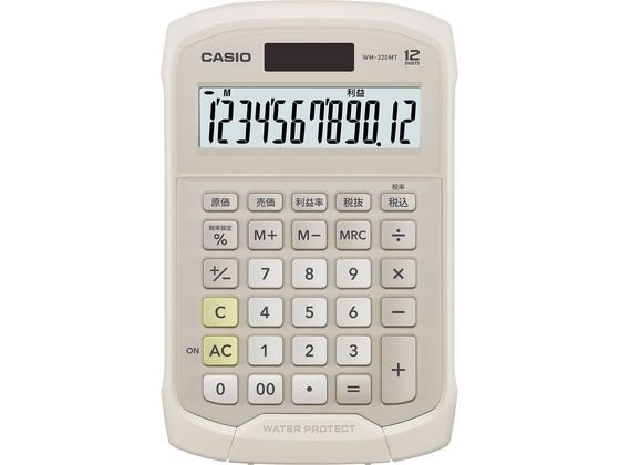 カシオ 防水防塵電卓ミニジャスト 12桁 ベージュ WM-320MT-BE-N