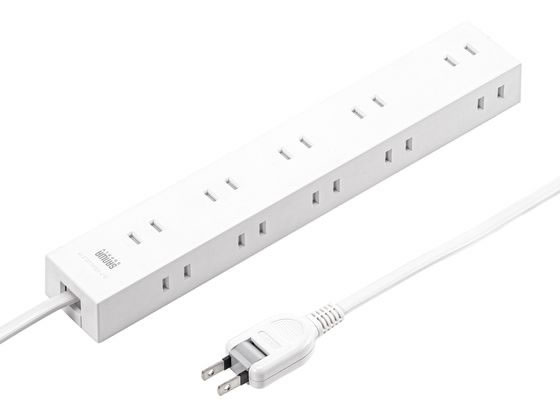 サンワサプライ 電源タップ 2P・10個口・2m・ホワイト TAP-2210-2W サンワサプライ 電源タップ 2P・10個口・2m・ホワイト TAP-2210-2W