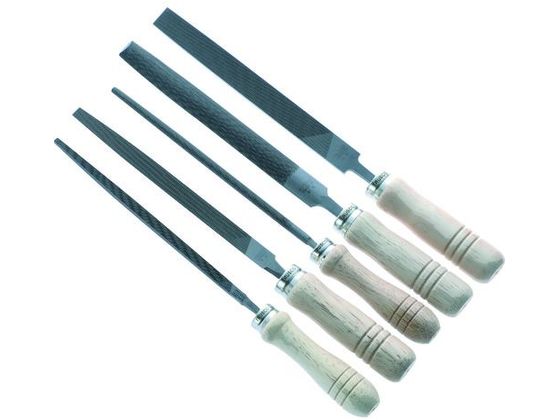 TRUSCO 鉄工用ヤスリ 木柄付 5種類セット 中目 刃長300 TST30002S TRUSCO 鉄工用ヤスリ 木柄付 5種類セット 中目 刃長300 TST30002S
