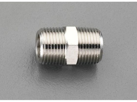 ●材質：真鍮（ニッケルメッキ）●最高使用圧力：０．８ＭＰａ●ねじ径：Ｒ（ＰＴ）１／２"●ねじ有効長：１４ｍｍ●六角対辺：２２ｍｍ●全長：３３．５ｍｍ●重量：約５２ｇ