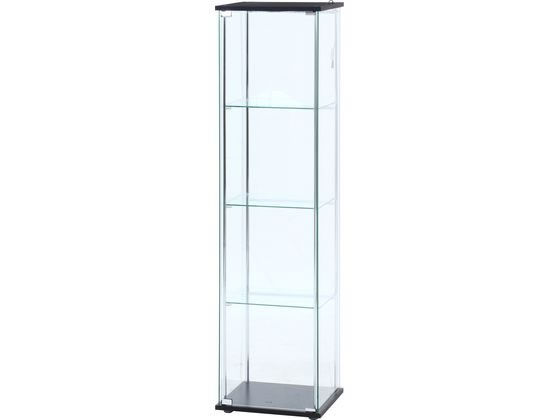 不二貿易 ガラスコレクションケース 4段 LED ブラック
